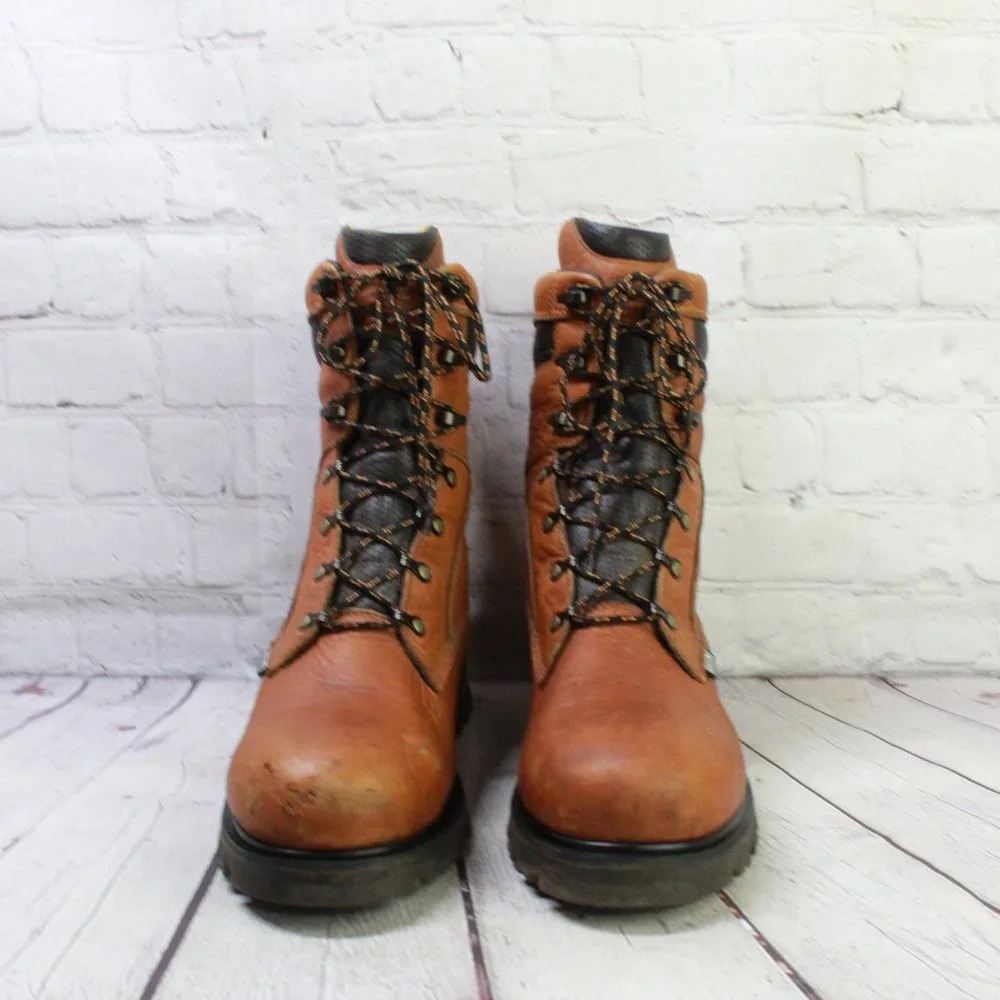 Timberland Pro 95570 Brown Leather Steel Toe Rugged Work Boots Size 10 Wide - Picture 4 of 9